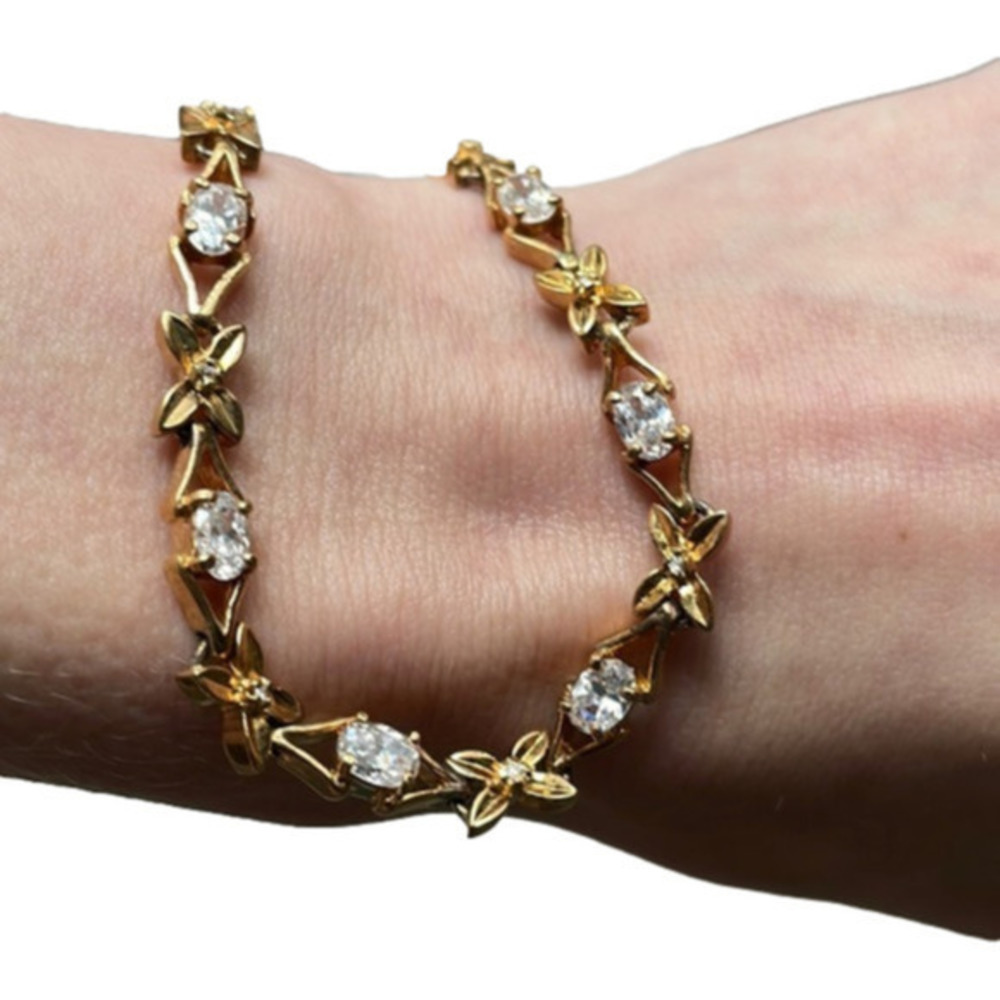 sterling silver tennis bracelet gold over 925